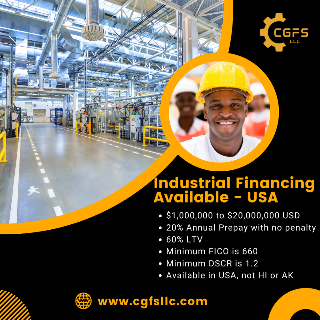 Owner Occupied Industrial Facility Finance Available in the USA