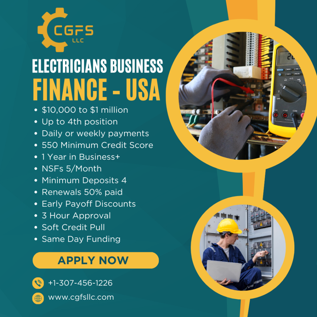Electrician Business Finance Available - USA