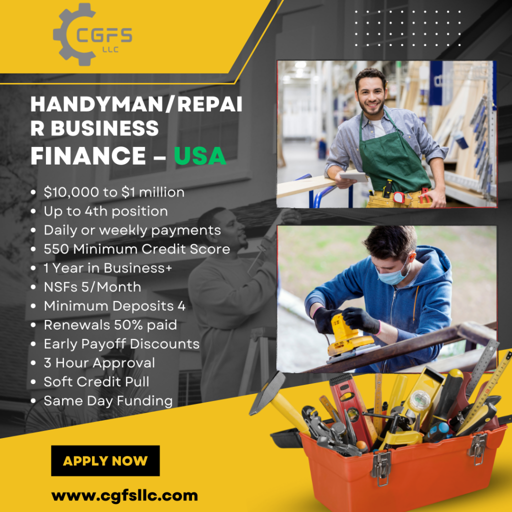 Handyman Repair Business Funding Available in the USA